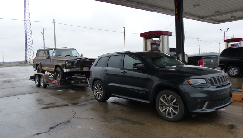 Illustration for article titled Towing An Old Jeep Through An Ice Storm With A 707 HP Jeep Grand Cherokee Trackhawk Was Truly Terrifying